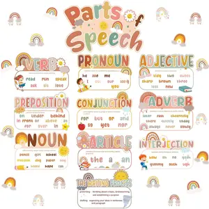 26 count Parts of Speech Posters Set Boho Grammar Bulletin Board Classroom Educational Language Arts Poster for Student Elementary Middle School Classroom Wall Board Decor Supplies