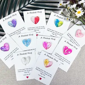 10pcs Cute Colorful Heart Pocket Hug Cards, Greeting Cards, Long Distance Social Gift, Emotional Support, Perfect for Valentine's Day