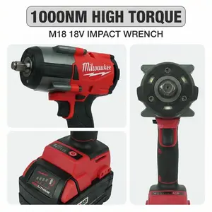 Milwaukee M18 1000Nm 18V Impact Wrench   1/2" Square Drive repair power tool truck car use garage volt  battery brushless impac  electric driver removal screw nut-busting cordless cept wood plastic brushless impact wrench rapid gear electric wrench