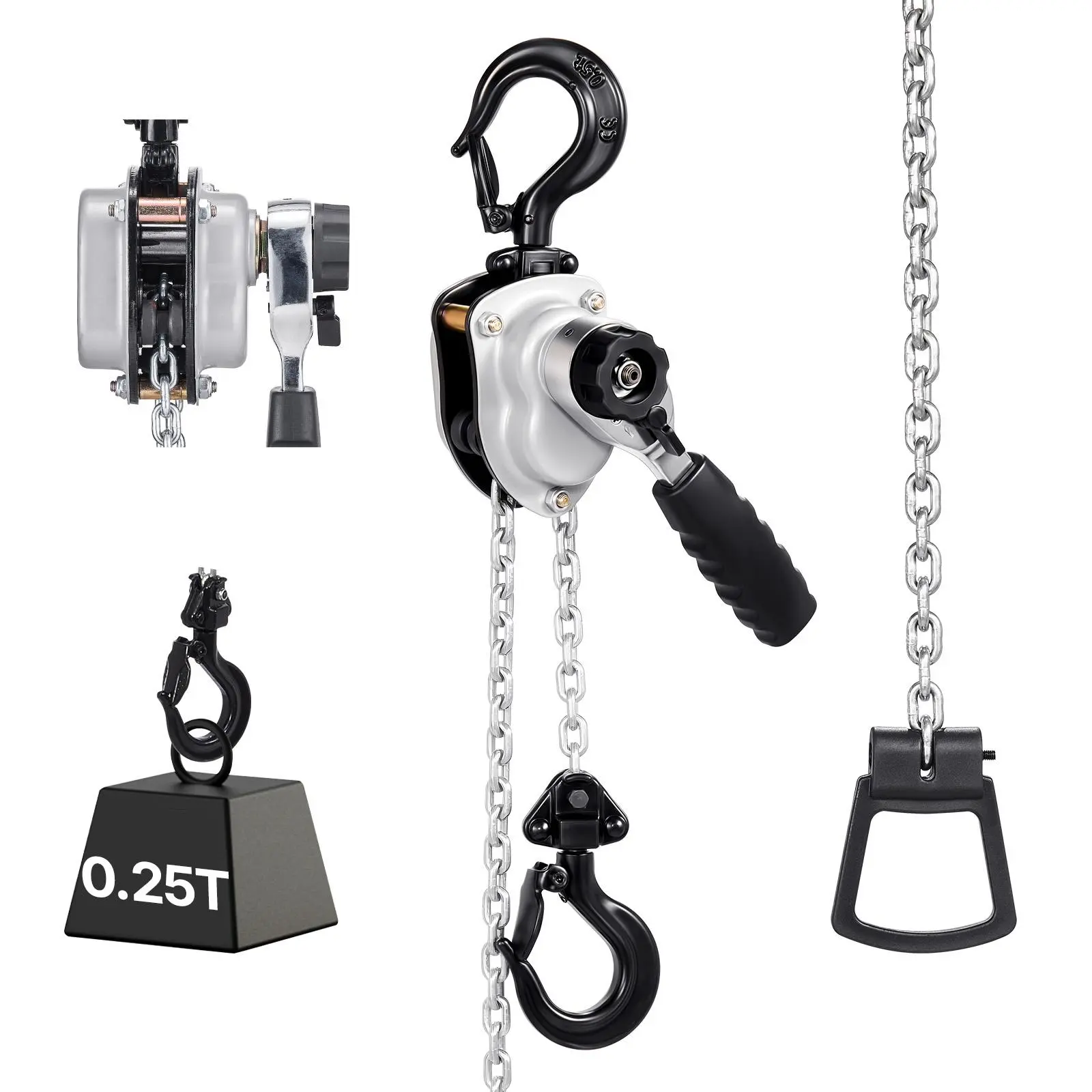 【Summerfinds】VEVOR Manual Lever Chain Hoist,  , 1/4T 550LBS Capacity Heavy Duty Come Along, 10FT Lift G80 Alloy Steel Chain With Dual Pawl Mechanical Brake,360°Rotating Hooks, for Warehouse Construction Garage