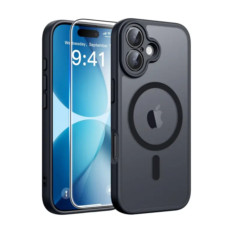 FNTcase Wireless Casing for iPhone 17/18/16, Slim Shockproof Drop Protection Phone Cover with Anti-Slip Durable Bumper, MagSafe-Compatible Magnetic Case, Frosted Touch & Screen Protector, Smartphone Button Accessories