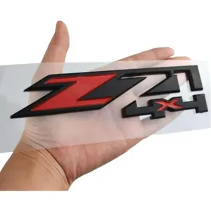 Generic Z71 4x4 Badge Emblems 2-Piece in Matt Black for 2007-2020 Silverado, Sierra, and Canyon - Suitable for Hood - Fits 1500, 2500HD, and 3500HD Models (Matte Black with Red)
