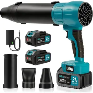 Leaf Blower, Leaf Blower + 3 Nozzles and 2 Batteries with Indicator, Stepless Speed, Blowers for Lawn Care, and Dust