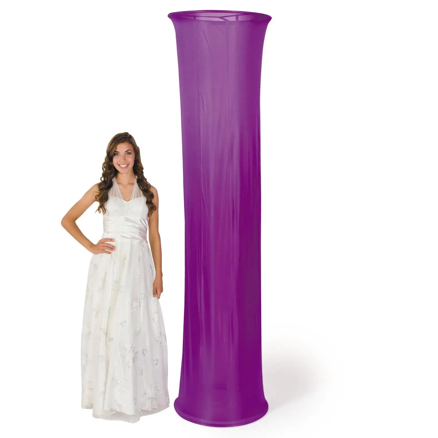 Baby Furniture Decor Purple Fabric Column Slip Cover - 27"x100" Solid Polyester Blend with Silky Sheen, Colorful Option for Wedding & Reception Use, Enhance Special Event, Silk Sheen