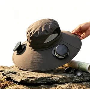 Solar Fan Sun Hat with Dual Fans, UPF50+ Wide Brim Cooling Hat for Men Women, Solar & USB Rechargeable, Ideal for Hiking Fishing Camping Gardening, Summer Outdoor Essential