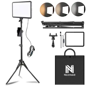 LED Ringlight Video & Photography Lighting Kit, Dimmable Studio Light with Tripod Stand & Phone Holder Sleek Design for Video Recording, Game Streaming, YouTube