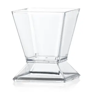 3.5 oz. Clear Square Disposable Plastic Mini Cups with Lids