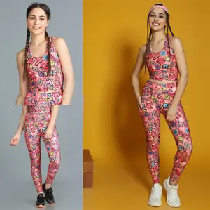 High Waist Printed Leggings & Padded Sports Crop Top Set 2026 – Ankle Length Activewear Outfit, Women’s Gym Workout Fitness Set