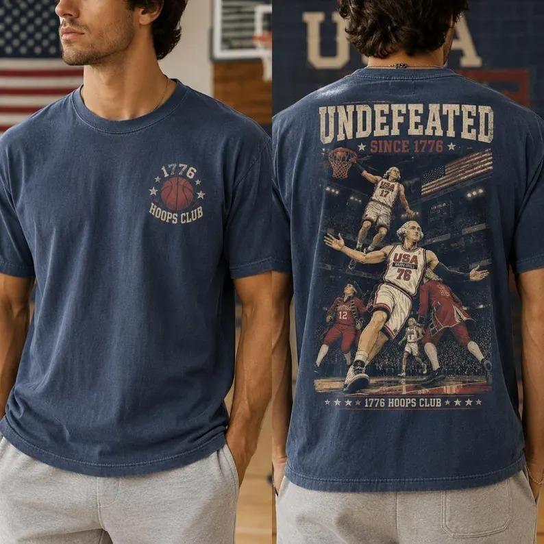 Comfort Colors 4th of July Tee, Undefeated America Shirt, Funny Founding Fathers Shirt, Patriotic Basketball Shirt, Dream Team of 1776 Tee