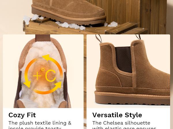 Bruno Marc Men's Suede Snow Boots - Classic Design, Comfortable Fit, Ideal for Cold Weather