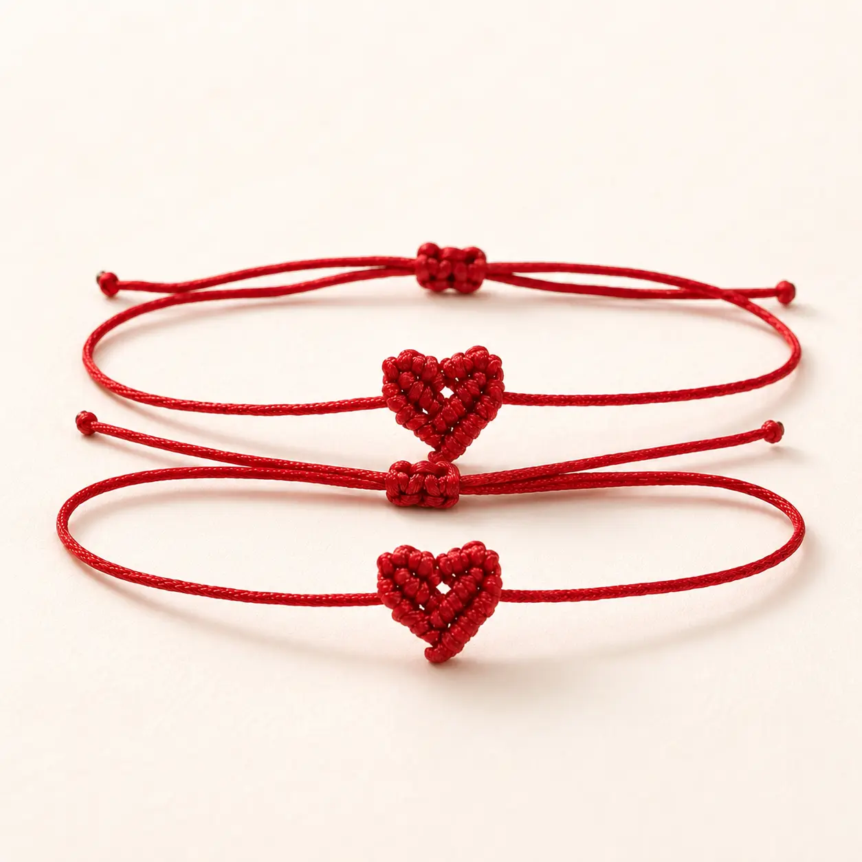 YLNWH 2PCS Adjustable Heart Red String Bracelet Set, Handmade Braided Matching Friendship Bracelets for Couples Best Friends Women Men, Meaningful Gift for Birthday Anniversary