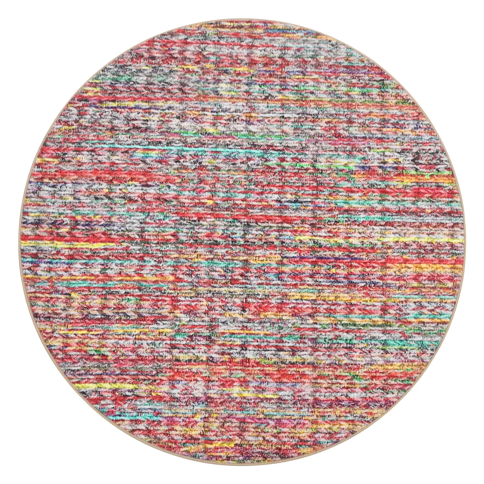 4x4 ft Polyester Fiber Round Area Rug, Multi-Color, High-Traffic Low-Pile, Soft Stain-Resistant No-Slip, Understated Elegance Modern Solid Design, Machine Washable for Living Room, Bedroom, Stain Resistant Rug, No-Slip Area Rugs