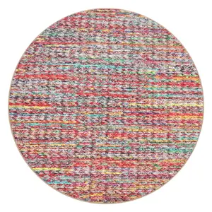 4x4 ft Polyester Multi-Color Round Area Rug, High Traffic Low Pile, Soft Non-Slip Modern Solid Design, Machine Washable for Living Room, Bedroom