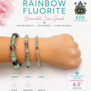 Rainbow Fluorite Bracelet 4mm 6mm 10mm, Natural Fluorite Beaded Bracelet, Crystal Bracelet, Stretch Bracelet, Fluorite Jewelry