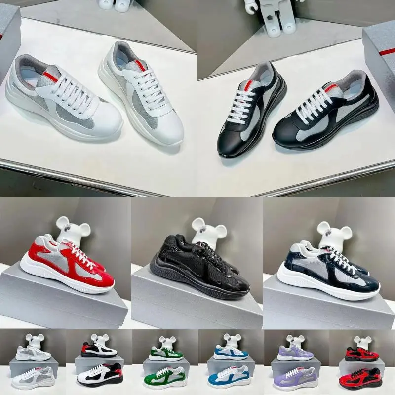 Americas Cup P Home Round Toe Versatile Running Shoes Genuine Leather Flat High-Quality Patent Leather Shoes Sneaker Athletic