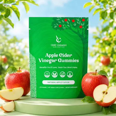 Halal Certified Apple Cider Vinegar Gummies - Vegan, Easy Digestion, & High Absorption - ACV Gummy Supplement - Tasty 60 Apple Flavor - 60 Ct Healthcare Dietary, Edible