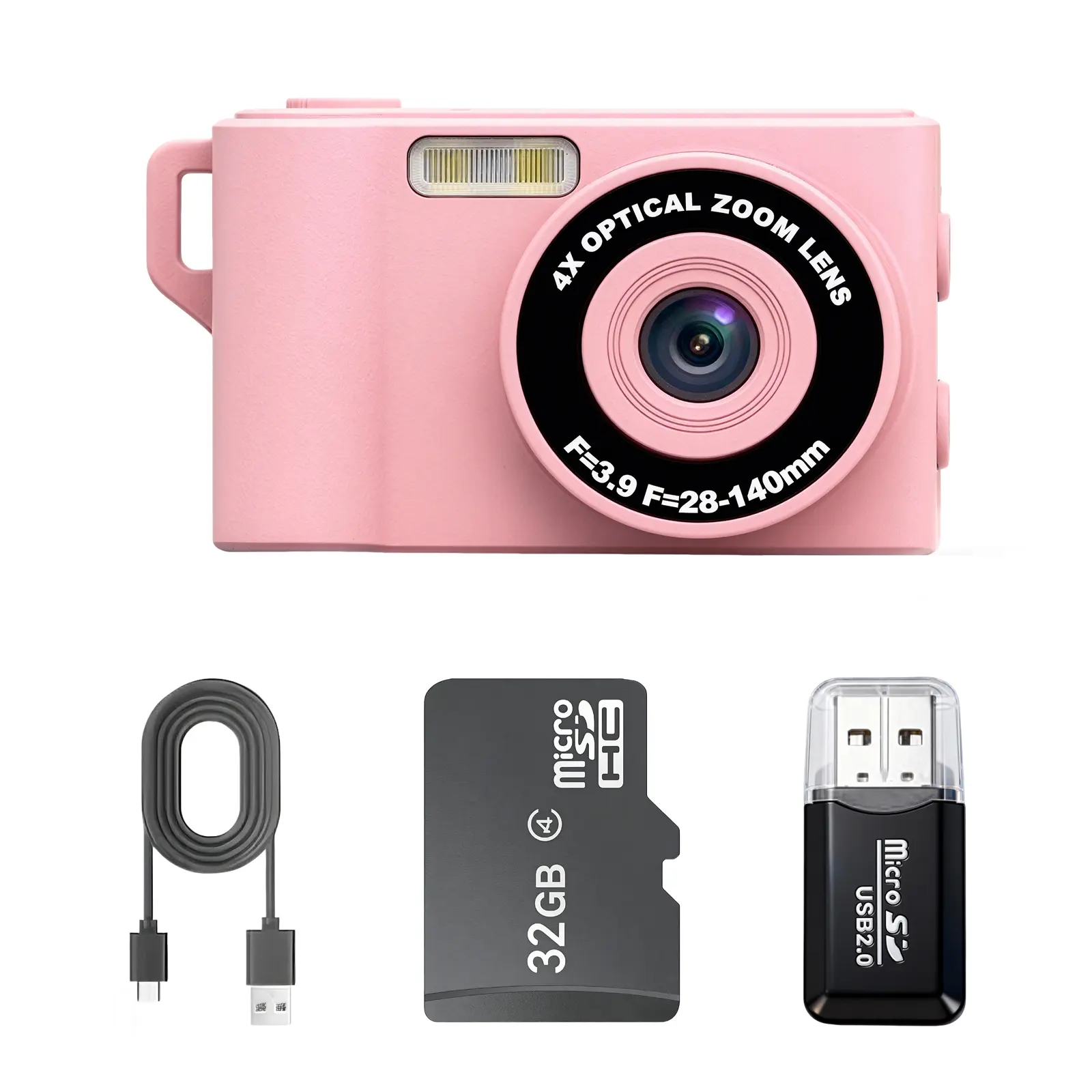 48MP Compact Portable Mini Digital Pocket Camera - 4x Digital Zoom, HD Color Screen, Flashlight, Quick Switch Mode, 32G Card, Charging Cable, Keychain Included for On-The-Go Recording