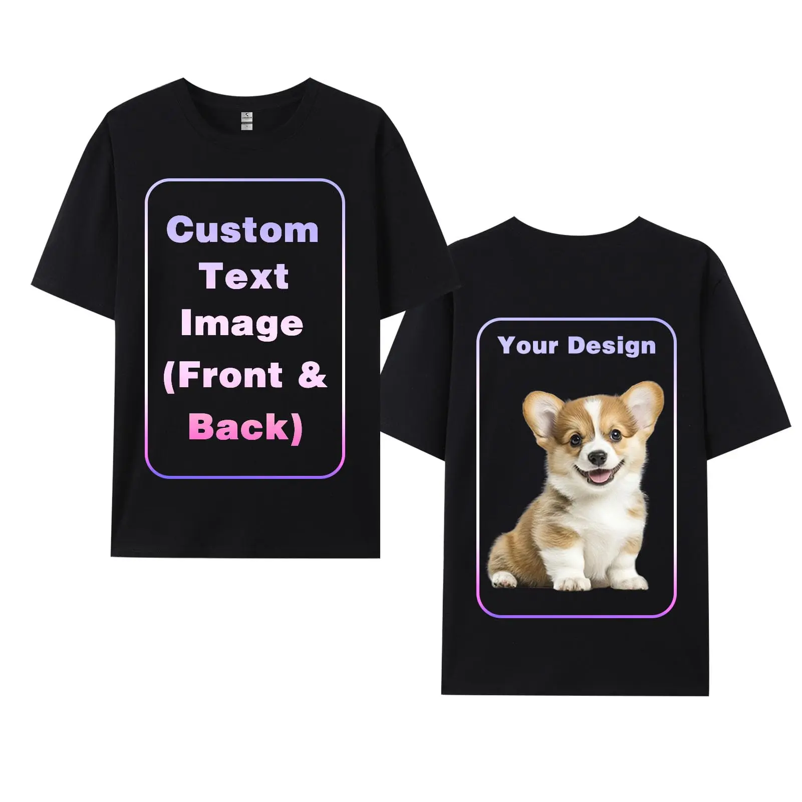 Carpesun Custom T-Shirts Add Photo Logo Text for Men Women Personalized Custom Tee Shirt Create Your Own Shirt, Black/White