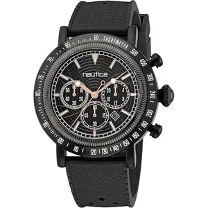 Nautica Spettacolare Chronograph Quartz Black Silicone Mens Watch NAPSPF202