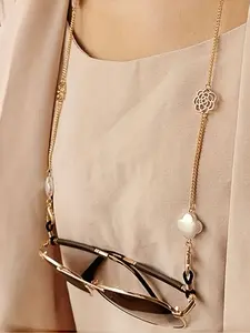 Tea Flower Eyeglass Chain, Unisex Fashion Anti-Slip Glasses Strap, Durable Elegant Accessory, Ideal Gift for All Seasons