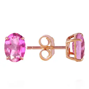 1.8 CTW 14k Solid Rose Gold Panache Pink Topaz Stud Earrings