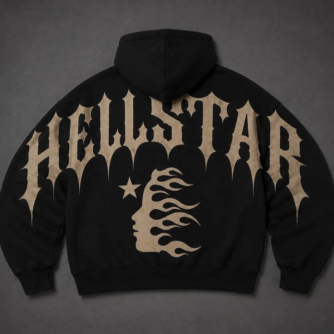 Hell.st@r Vintage Gothic Graphic Hoodie, Oversized Streetwear Pullover, Distressed Y2K Alternative Hoodie, Dark Urban Fashion Top, Casual Unisex Sweatshirt, Retro Streetwear Gift