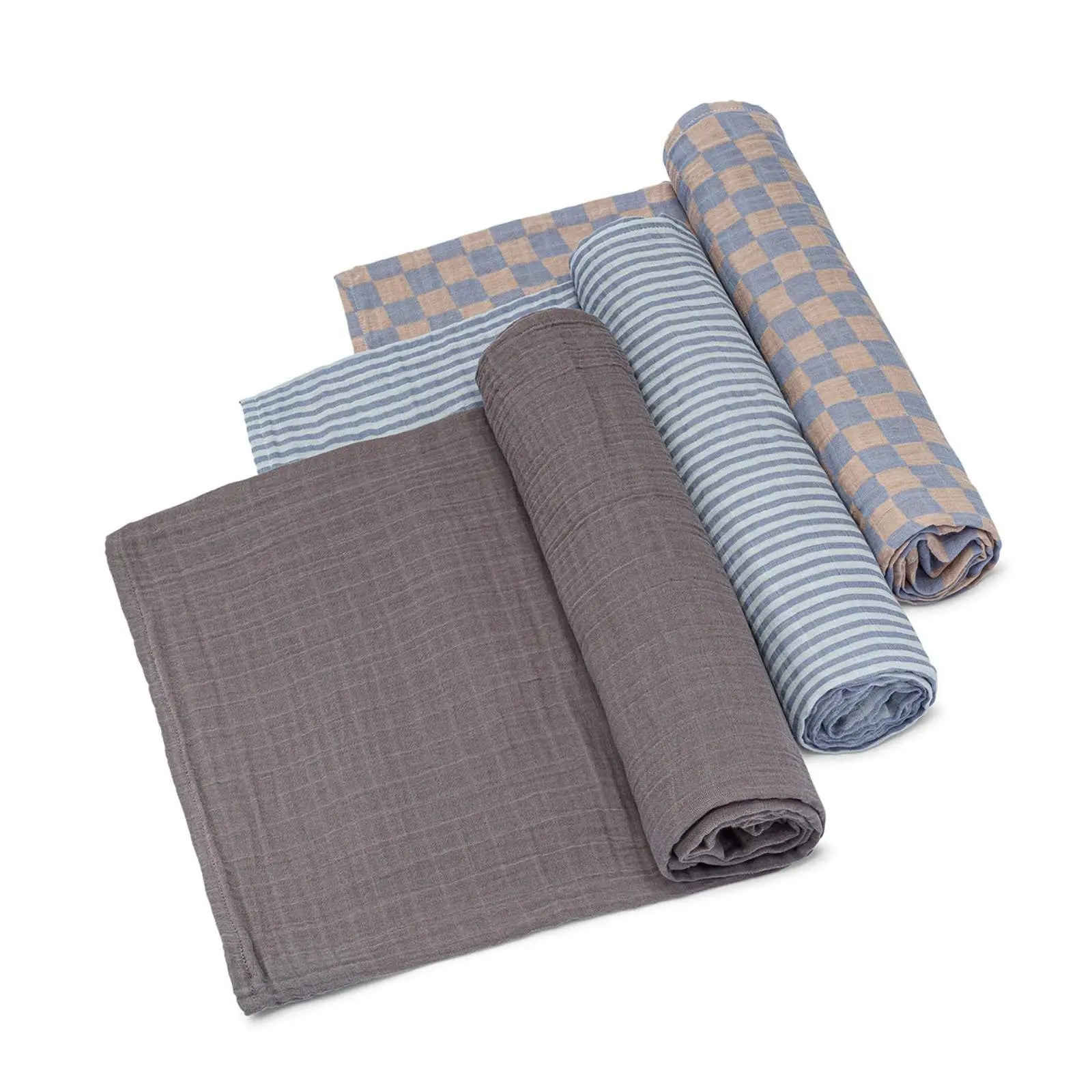 Stormy Muslin Swaddle Blanket Set -3- Piece Coordinating Newborn Swaddles