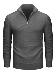 MAGCOMSEN Men's Sweaters 1/4 Zip Knit Waffle Textured Pullover for Fall Winter Warm Soft Sweater