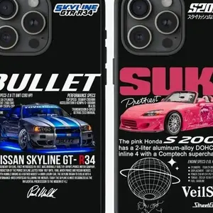 Bullet Suki Phone Case, Couple Phone Case Gift for Car Lover, Couple Gift, Dual Layer Shock Absorbent Protective Cover For iPhone 17 16 15 14 13 12 11 Pro Max