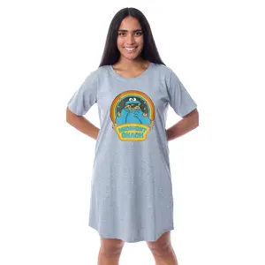 Sesame Street Women's Cookie Monster Midnight Snack Nightgown Sleep Pajama Shirt Dress
