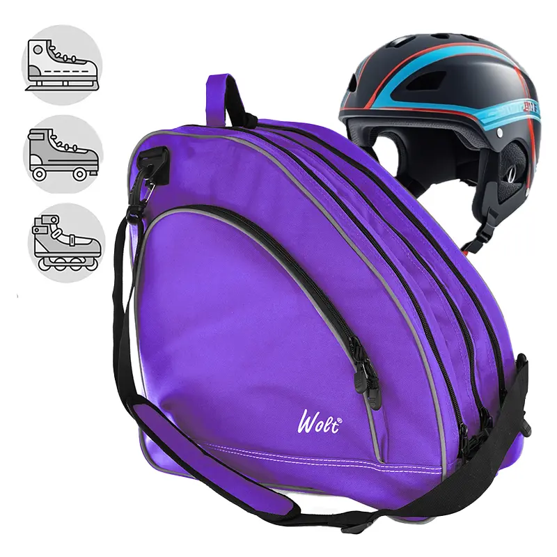 Wolt Sturdy Nylon Large-Capacity Multi-Sport Backpack - Inline/Roller Skate Storage, Adjustable Strap, Mesh Back Pocket, Side Pockets, Holds Size 13, Youth-Fashionable Sports & Outdoor Bag