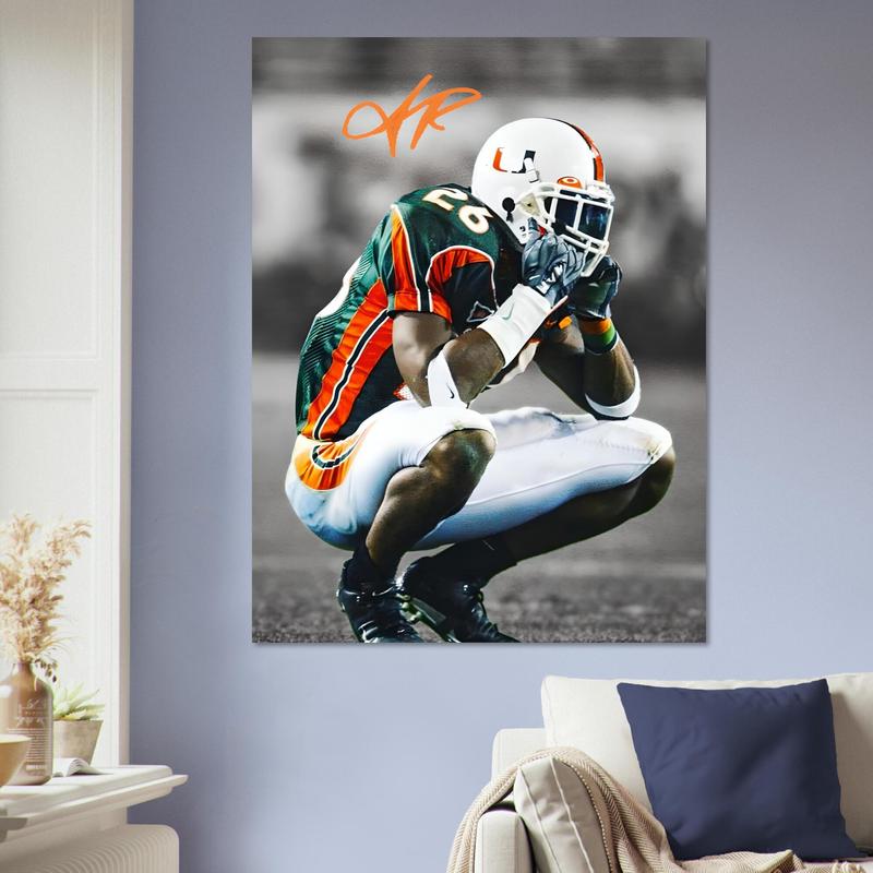 Sean Taylor Miami Art Print Miami Hurricanes Football Poster, Football Wall Decor Sports Fan Gift, for Sports Fans & Home Office Display, Poster Football Gifts - Unframed