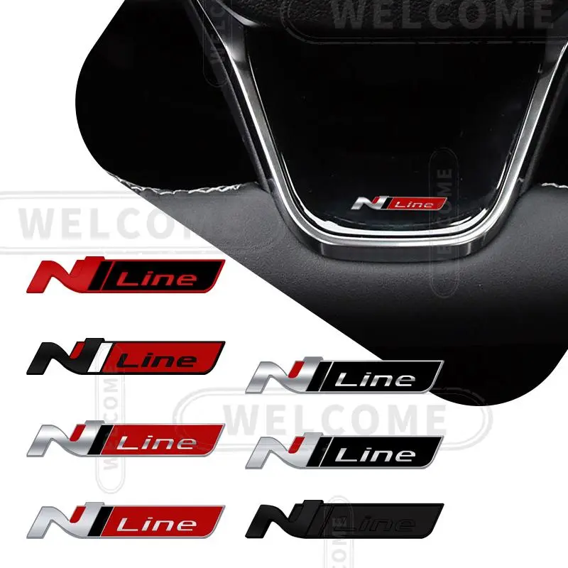 2026 New 3D Metal N Line Logo Car Steering wheel Emblem Interior Badge Sticker Decals For Hyundai Elantra I30 Santa Fe Tuscani Tucson NX4 For your Cars