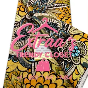 Extraa's Trendy Closet Grand Super Wax Maji ya Pili Authentic African Fabrics 6 Yards Premium Texture Long Lasting Colors Vlisco Quality