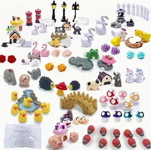 100 pcs computer small fairy garden resin figurines, fairy garden accessories, fairy garden animals, miniature figurines, micro landscape decoration, outdoor lawn yard decoration garden DIY kit