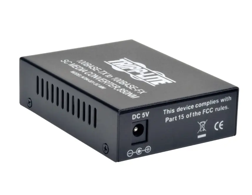 Tripp Lite TRL-N784-001SCMM Auto Detect Fiber Extender, 550 m, 850 Nm, 10-100 Mbps SC Multimode Media Converter with RJ45/SC Ports, External Psu