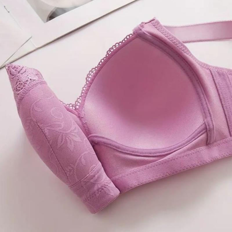 Women's Luxuriously Soft Contrast Lace Push Up Bra Adjustable Straps Breathable All-Day Comfort Underwear Flattering Fit Versatile Seasonless Lingerie Stylish Supportive Bralette 5 PCS Set
