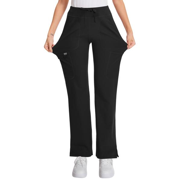 Yoga Scrub Pants for Women - 4-Way Stretch Work Pants with 5 Pockets (1 Cargo), Mid Rise Flared Fit for Nurses & Healthcare Professionals Yoga Scrub Pants for Women - 4-Way Stretch Work Pants with 5 Pockets (1 Cargo), Mid Rise Flared Fit for Nurses & Healthcare Professionals