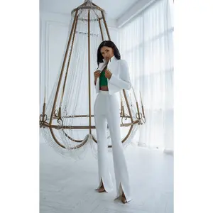 White Crop Jacket Suit 2-Piece