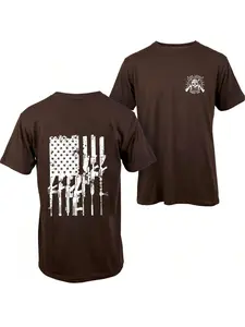 Men's American Flag Print Short Sleeve T-Shirt, Perfect for Independence Day Celebrations, Patriotic Style Suitable for Any Occasion