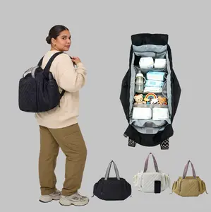 Diamond Quilted Diaper Bag, Large Capacity Backpack – 15 Pockets, Waterproof, Lightweight, 3-in-1 Carry Mom Travel Bag, Airline Approved Weekender,Commuter & Perfect Mother's Day Gift