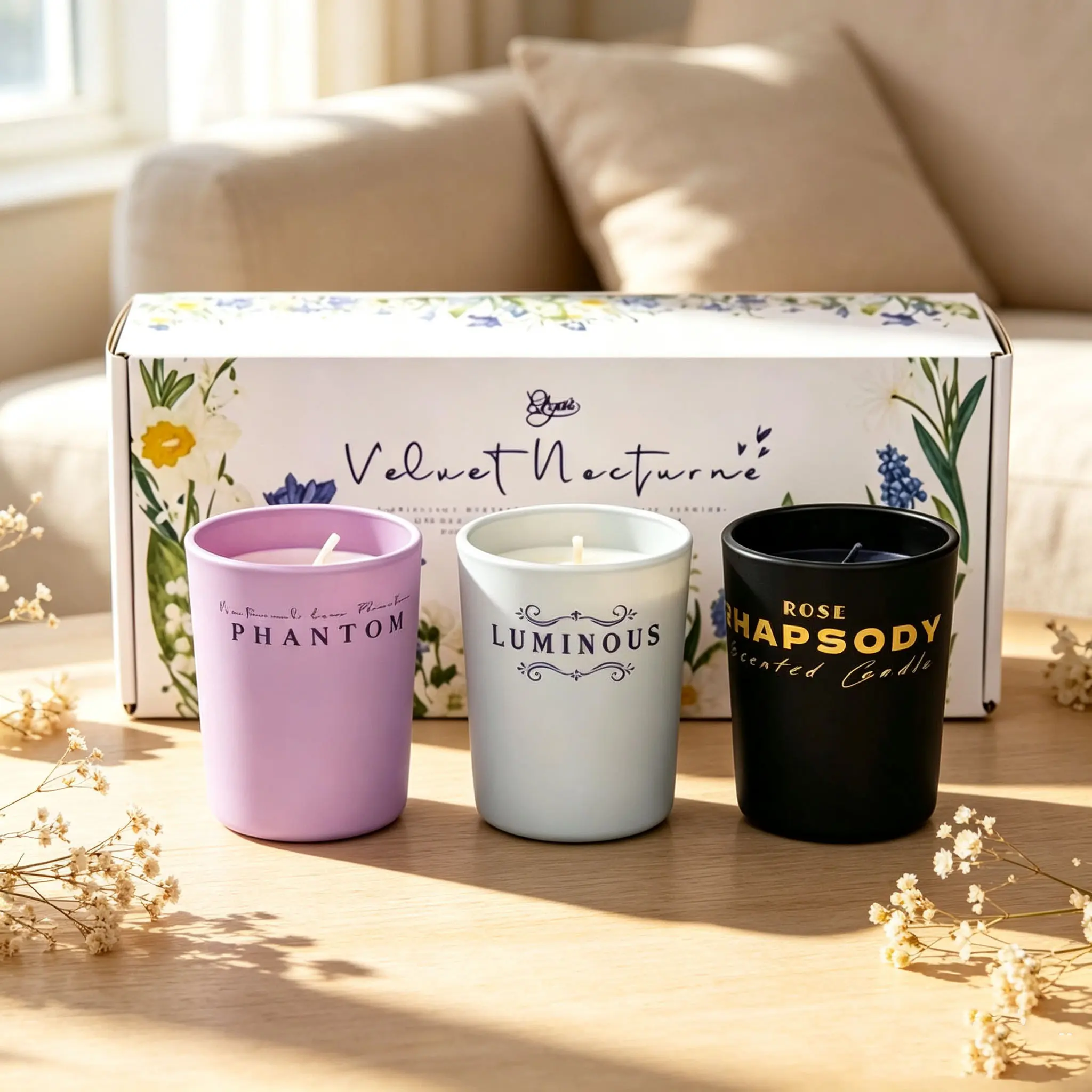 EDGAR Large 3-Wick Candle, Luxury Scented Candles for Home Decor, Long Burning Aromatherapy Gift Set