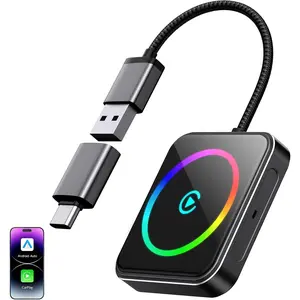 2-in-1 Wireless CarPlay & Android Auto Adapter, Wired to Wireless Converter for iOS 10+ & Android 11+ Devices, Auto-Connect, Instant Sync, Low Latency, Plug-and-Play, Simple Setup, USB-A/C Compatible 2026 Car Electronics Accessory