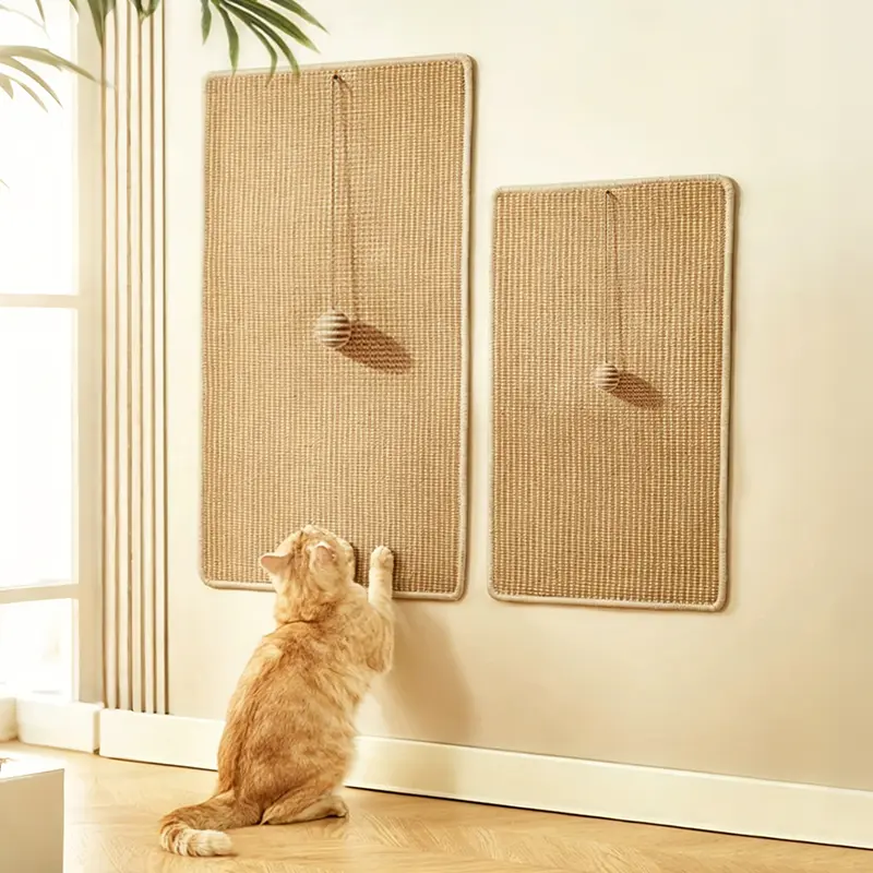 Cat Scratching Wall Stickers - Durable Sisal Paw Sharpening Mat, Residue-Free Self-Adhesive Pad for Protecting Walls, Couches, Doors, Suitable for Indoor Kittens, Adult Cats