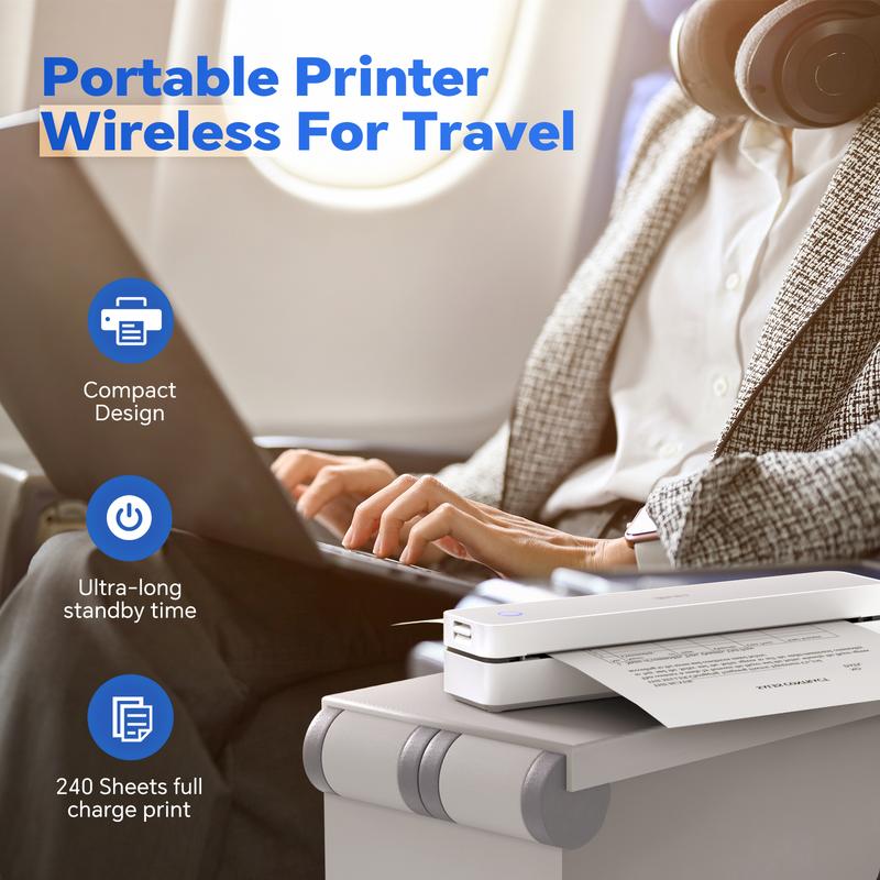 Inkless Portable Bluetooth Thermal Printer Wireless Mobile Printer for Travel and Home Compatible with iOS Android Windows macOS Supports A4 US Letter Inkless Portable Bluetooth Thermal Printer Wireless Mobile Printer for Travel and Home Compatible with iOS Android Windows macOS Supports A4 US Letter