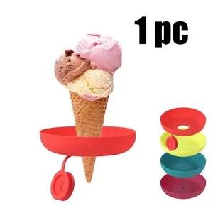 Silicone Ice Cream Holder Stand, 1 Count Summer Popsicle Holder, Leak-proof Cone Support with Drip Guard, Portable Ice Mold Tray for on-the-go Snacks, Home Kitchen