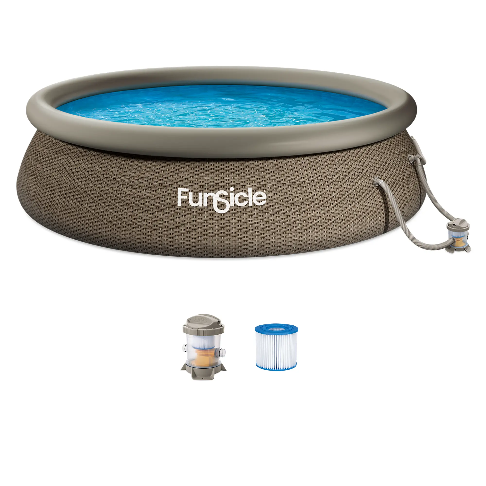 Funsicle 12' x 36" QuickSet Ring Top Above Ground Swimming Pool, Basketweave