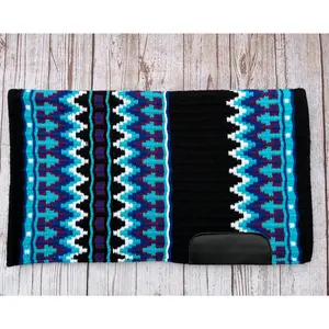 Saddle Pad Show Pad 34" x 42" - Aqua/Aubergine/Black/White