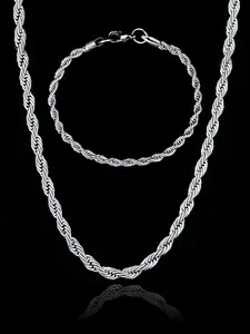 Men's Street Style Chain Necklace & Bracelet, Fashion Jewelry for Party, Daily Clothing Decor, Trendy All-match & Exquisite Jewelry for Birthday Gift