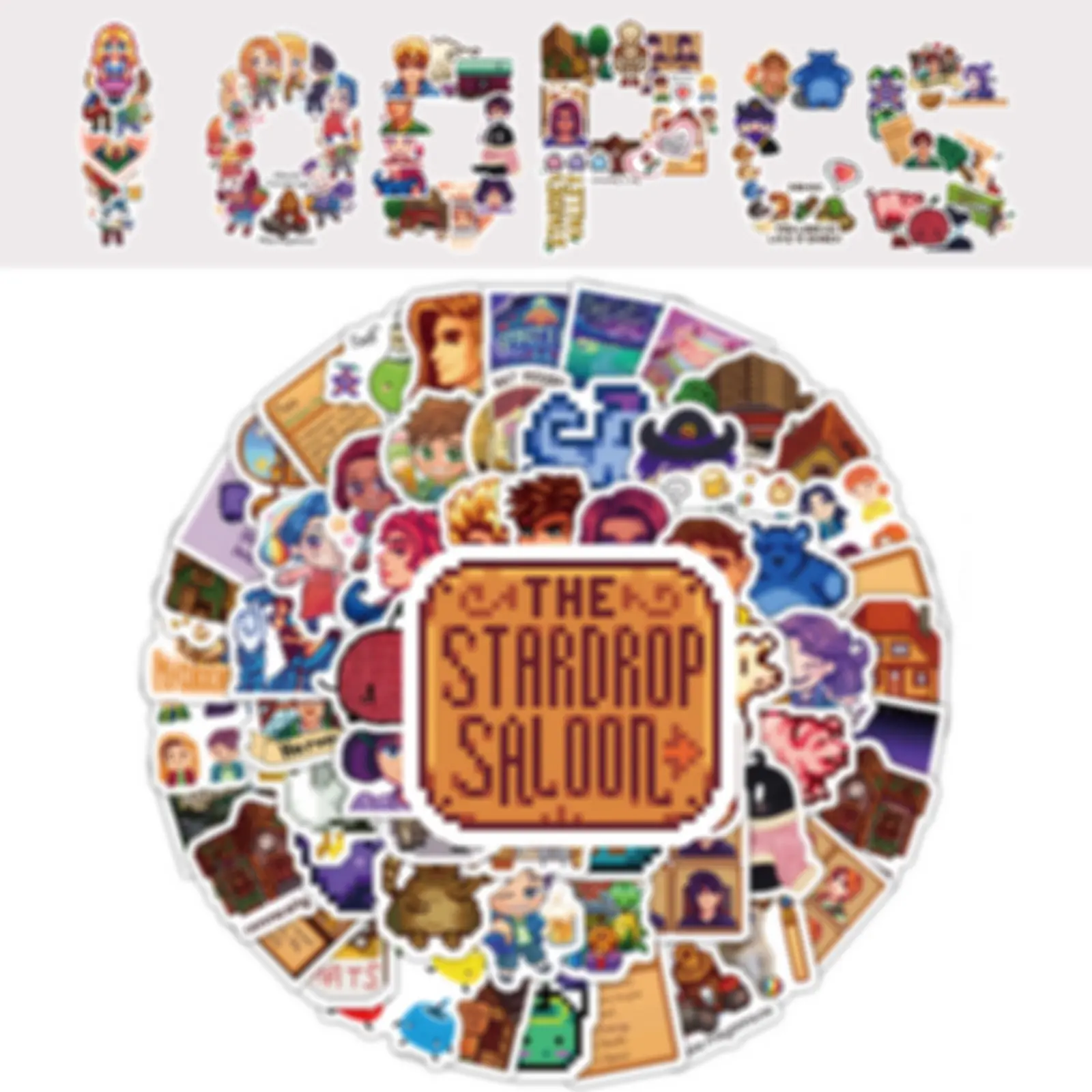Stardew Waterproof Sticker Set - 100 Unique Waterproof Vinyl Decals, Tiny Vinyl Labels & Stickers for Fans, Laptops, Journals